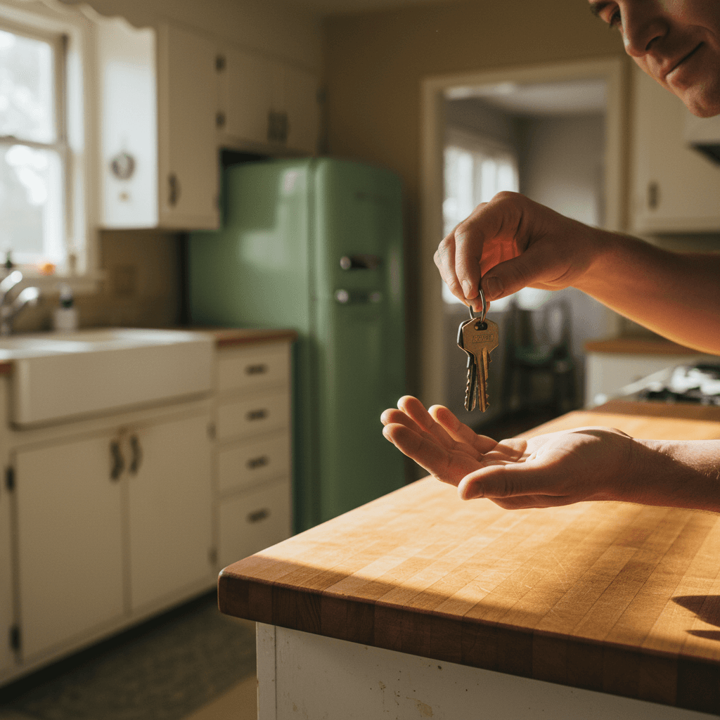 Homeowner holding keys after closing on their home sale
